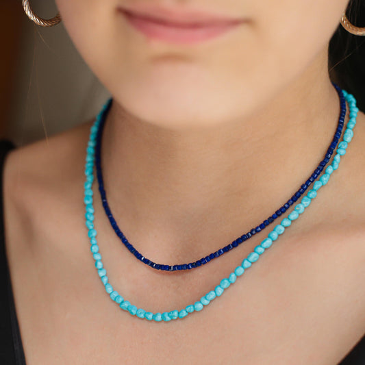 Cerulean Turquoise Necklace – Sleeping Beauty Arizona Turquoise, Sleeping Beauty Necklace, December Birthstone, Beaded Bracelet