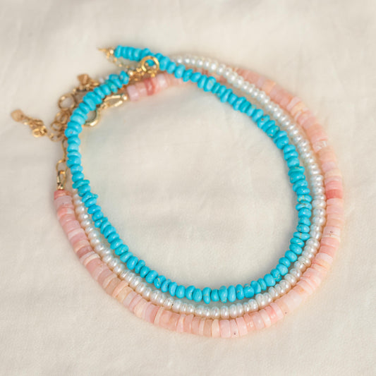 Pink opal heishi anklet | Beaded Pink Opal ankle bracelet | [EAPP1631] women's gemstone anklet | delicate opal anklet | Beachy pink anklet