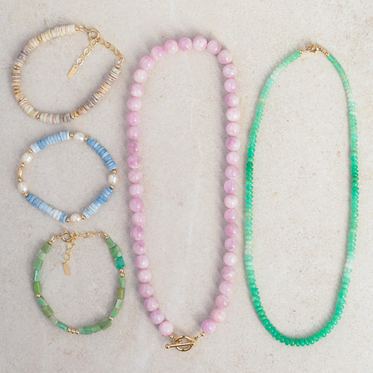 Green Opal Necklace 14K Gold | Genuine Ombré Green Opal Beaded Necklace | Heart Chakra Jewelry | Natural Gemstone Gift for Her