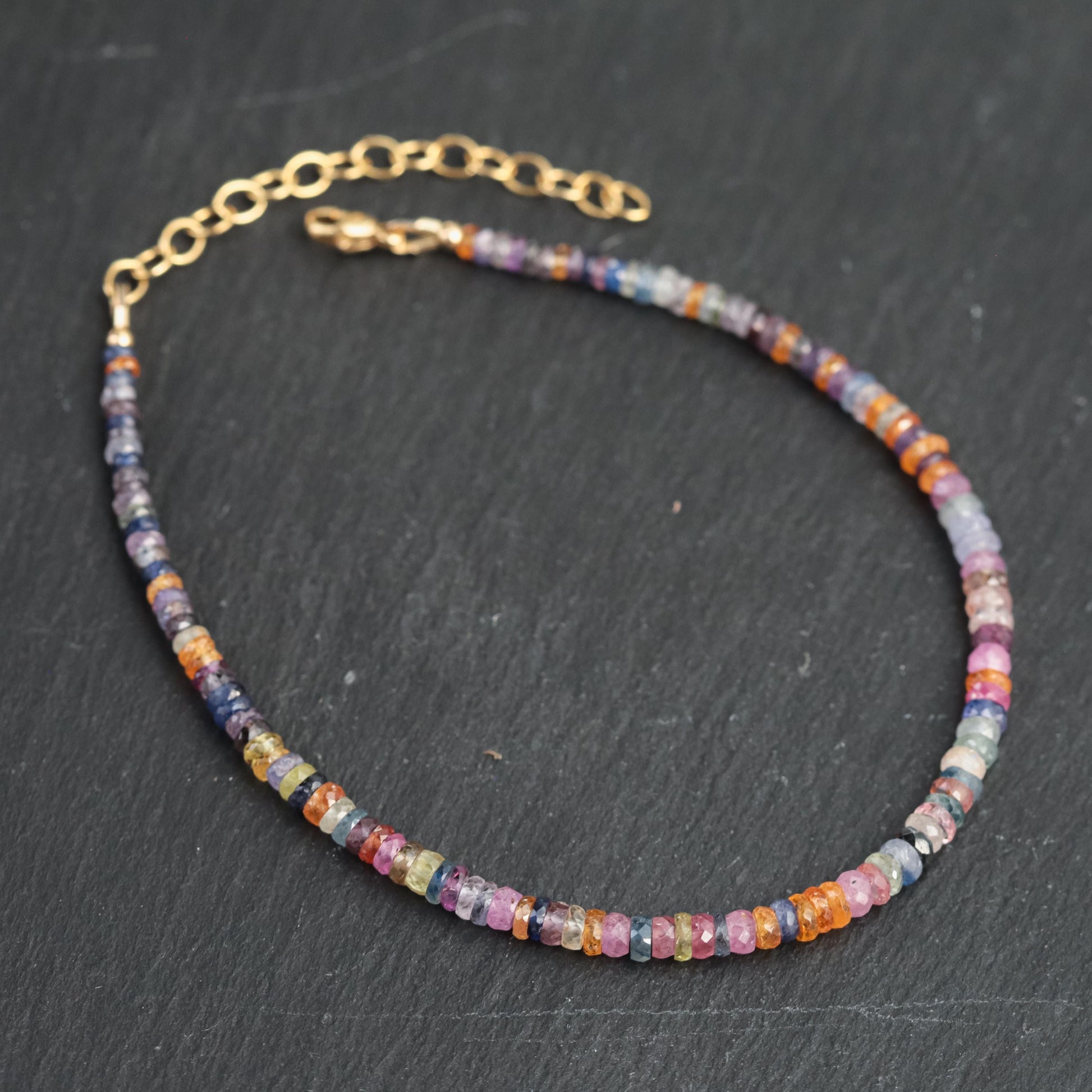Multi sapphire anklet 14K