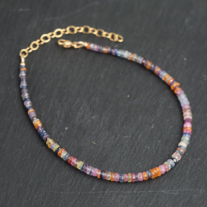 Multi sapphire anklet 14K