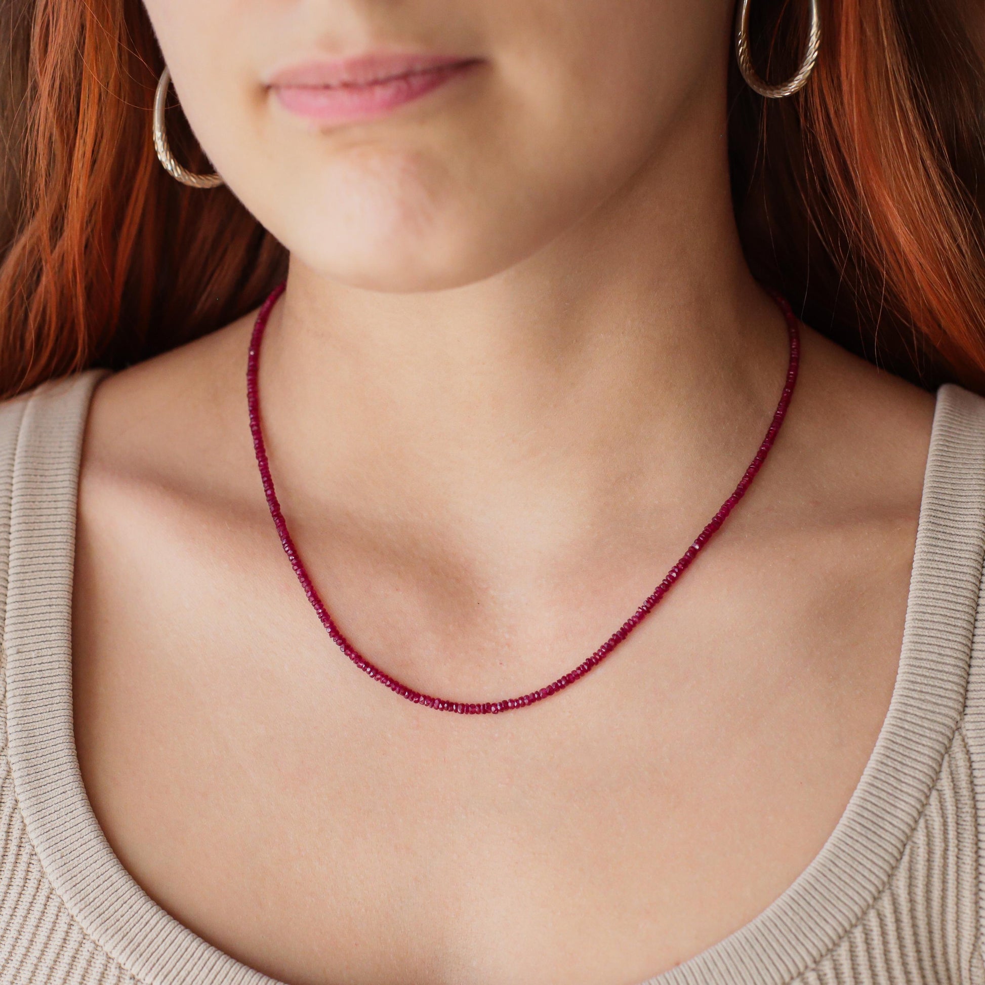 SOLID GOLD Longido Ruby necklace | Beaded pink ruby Longido Ruby necklace | Ruby necklace Longido Ruby | July birthstone necklace | ruby