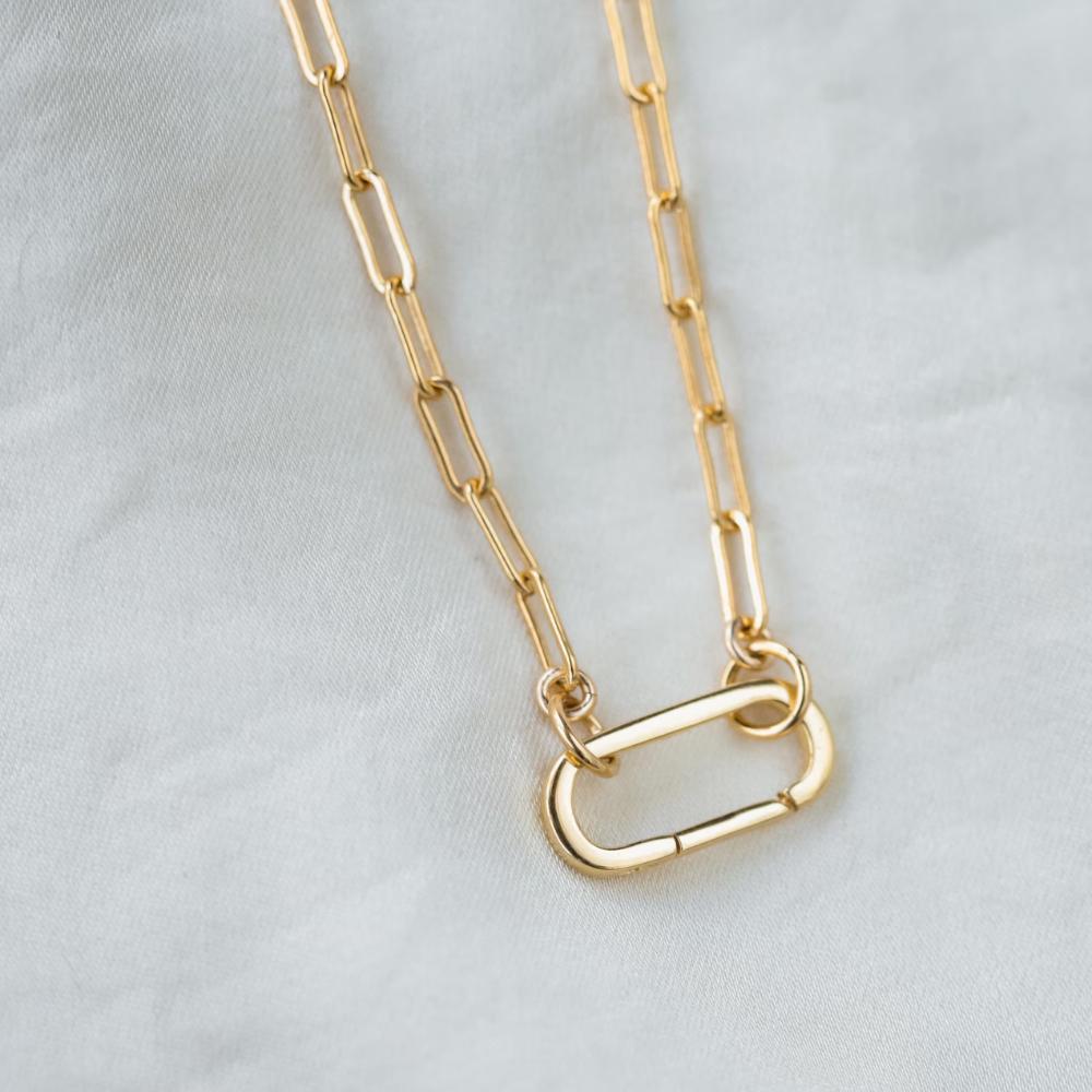 Small Gold filled paper clip necklace, 14K gold filled, Paper clip layering necklace #0357