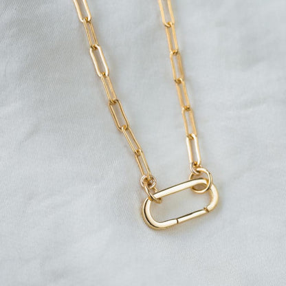 Small Gold filled paper clip necklace, 14K gold filled, Paper clip layering necklace #0357