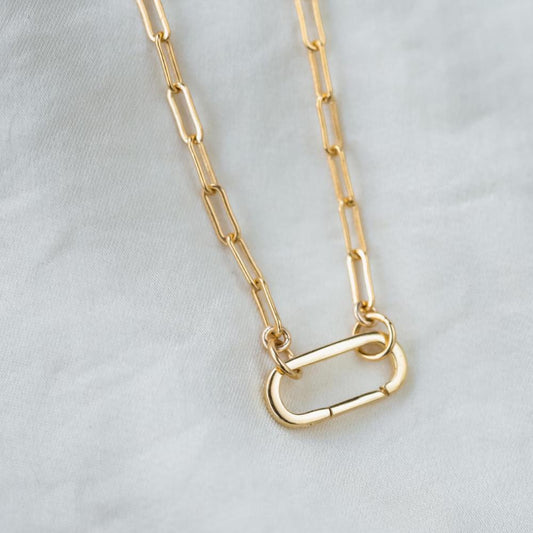 Small Gold filled paper clip necklace, 14K gold filled, Paper clip layering necklace #0357