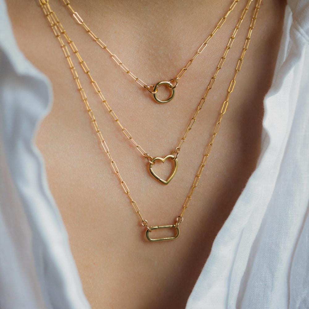Small Gold filled paper clip necklace, 14K gold filled, Paper clip layering necklace #0357