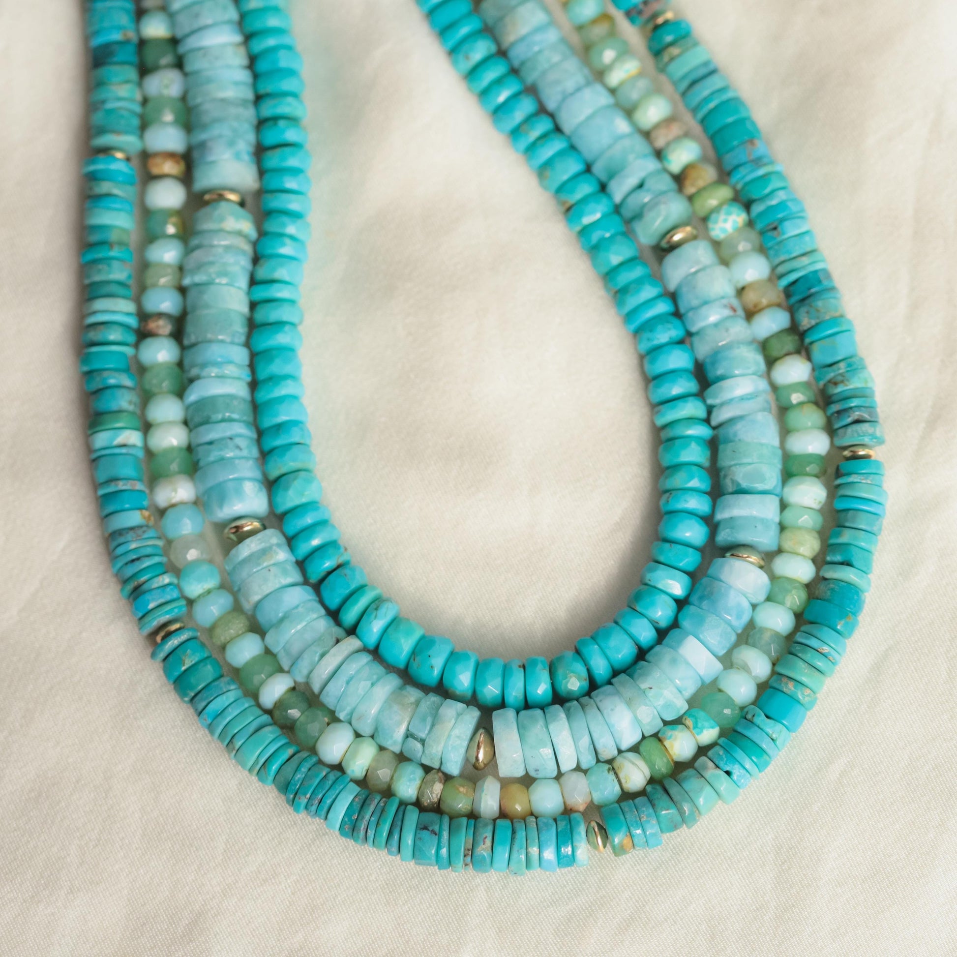 Larimar faceted heishi necklace, Dominican larimar Necklace, larimar beaded jewelry, Larimar Necklace 14k gold filled | women's larimar