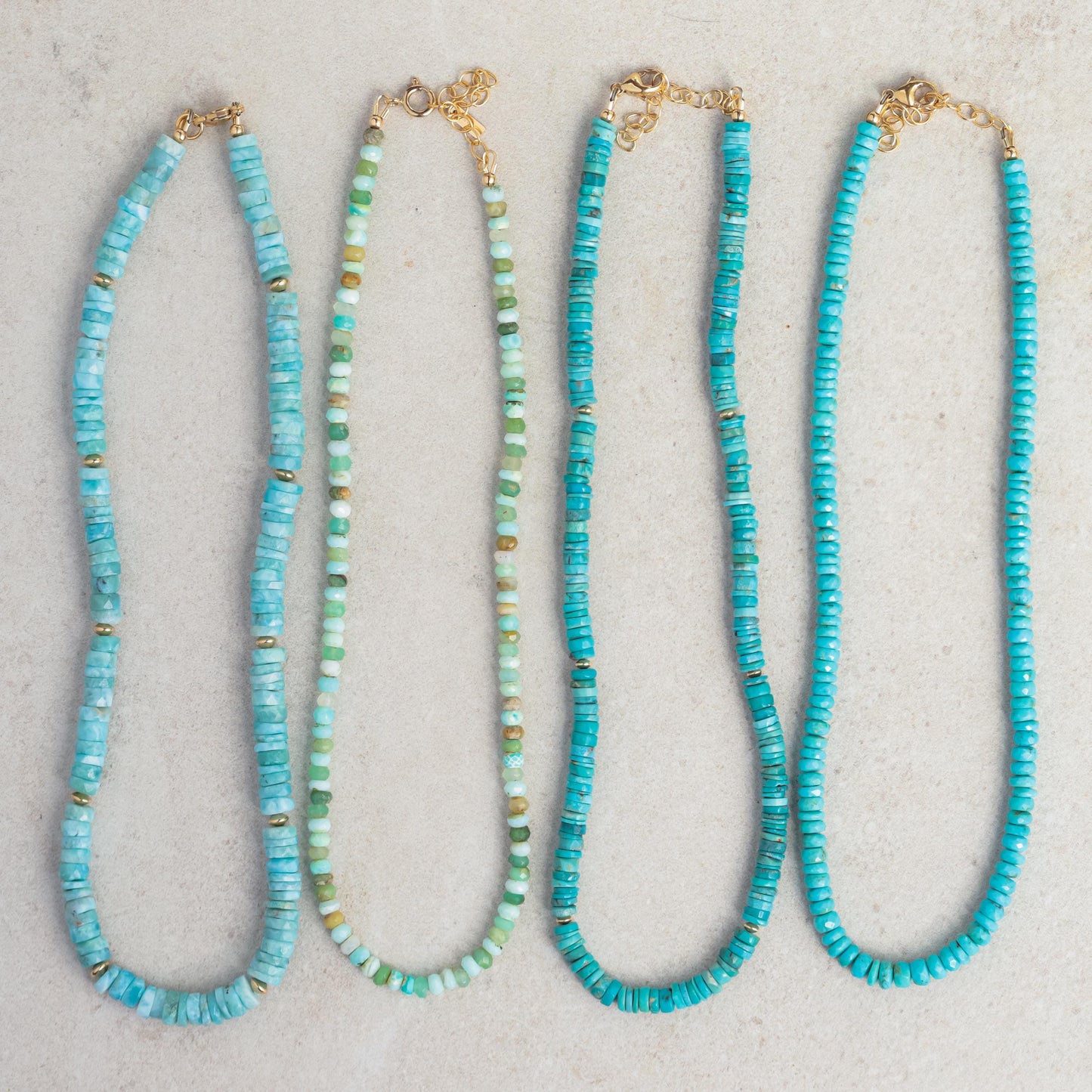 Larimar faceted heishi necklace, Dominican larimar Necklace, larimar beaded jewelry, Larimar Necklace 14k gold filled | women's larimar