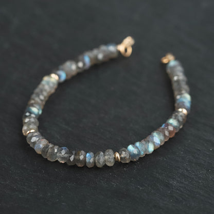 Labradorite Carabiner Bracelet | Women's Labradorite Bracelet | AAA+ Labradorite | Blue Flash Labradorite bracelet | labradorite beaded