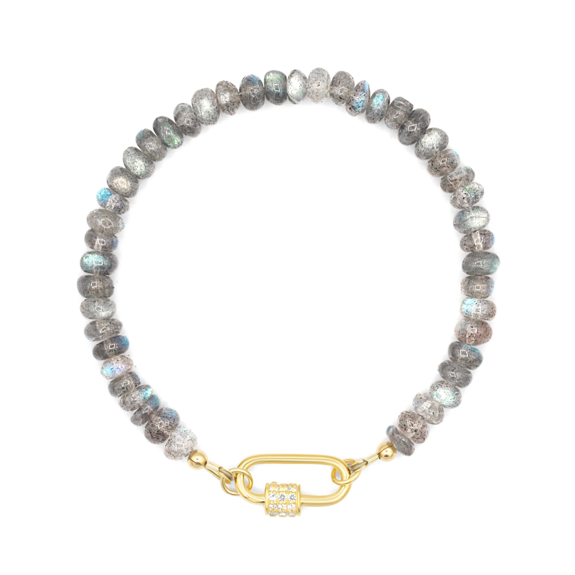 Labradorite Carabiner Bracelet | Women's Labradorite Bracelet | AAA+ Labradorite | Blue Flash Labradorite bracelet | labradorite beaded