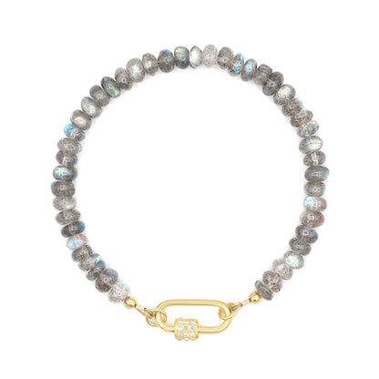 Labradorite Carabiner Bracelet | Women's Labradorite Bracelet | AAA+ Labradorite | Blue Flash Labradorite bracelet | labradorite beaded