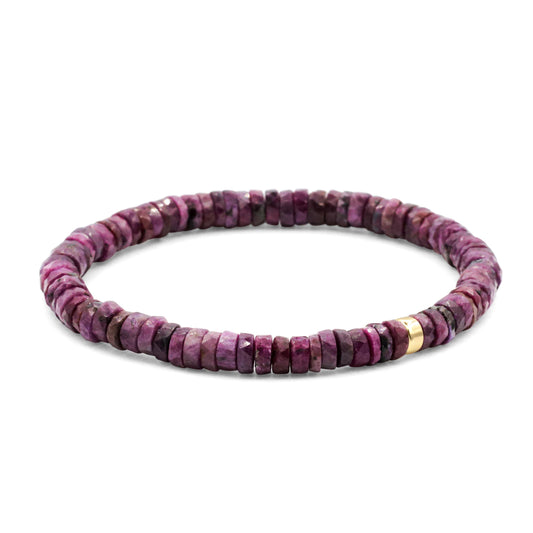 Faceted Ruby bracelet | Delicate Beaded Bracelet ruby, 14K gold filled ruby bracelet, Natural ruby jewelry | Ruby bracelet | ruby gift