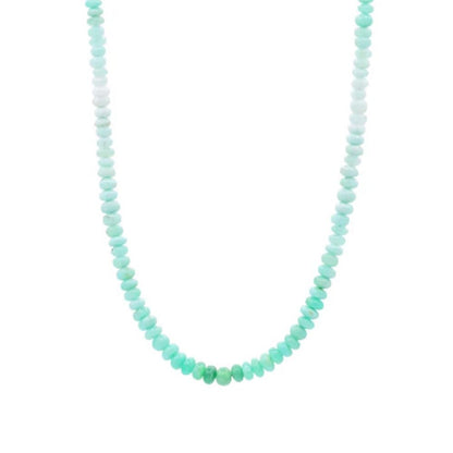 Green Opal Necklace 14K Gold | Genuine Ombré Green Opal Beaded Necklace | Heart Chakra Jewelry | Natural Gemstone Gift for Her