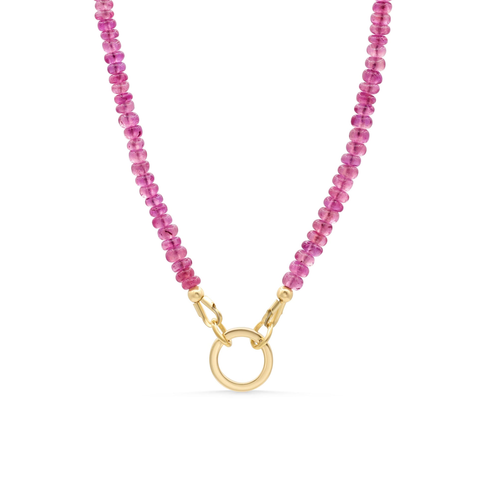 Pink Sapphire Necklace | beaded sapphire necklace | Pink Sapphire beaded necklace | smooth pink sapphire | pink gemstone