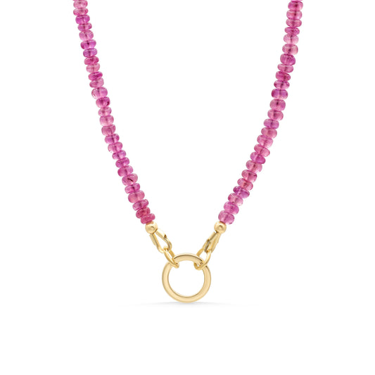 Pink Sapphire Necklace | beaded sapphire necklace | Pink Sapphire beaded necklace | smooth pink sapphire | pink gemstone