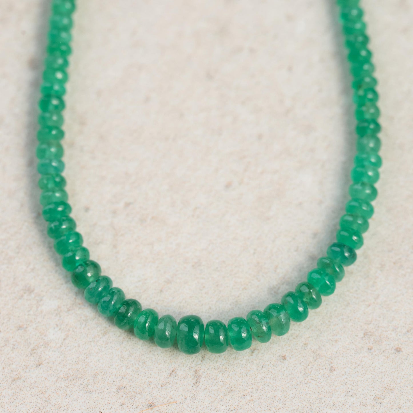 14K Zambian Emerald Necklace, Zambian emerald necklace | May birthstone necklace | smooth dainty Zambian emerald beaded