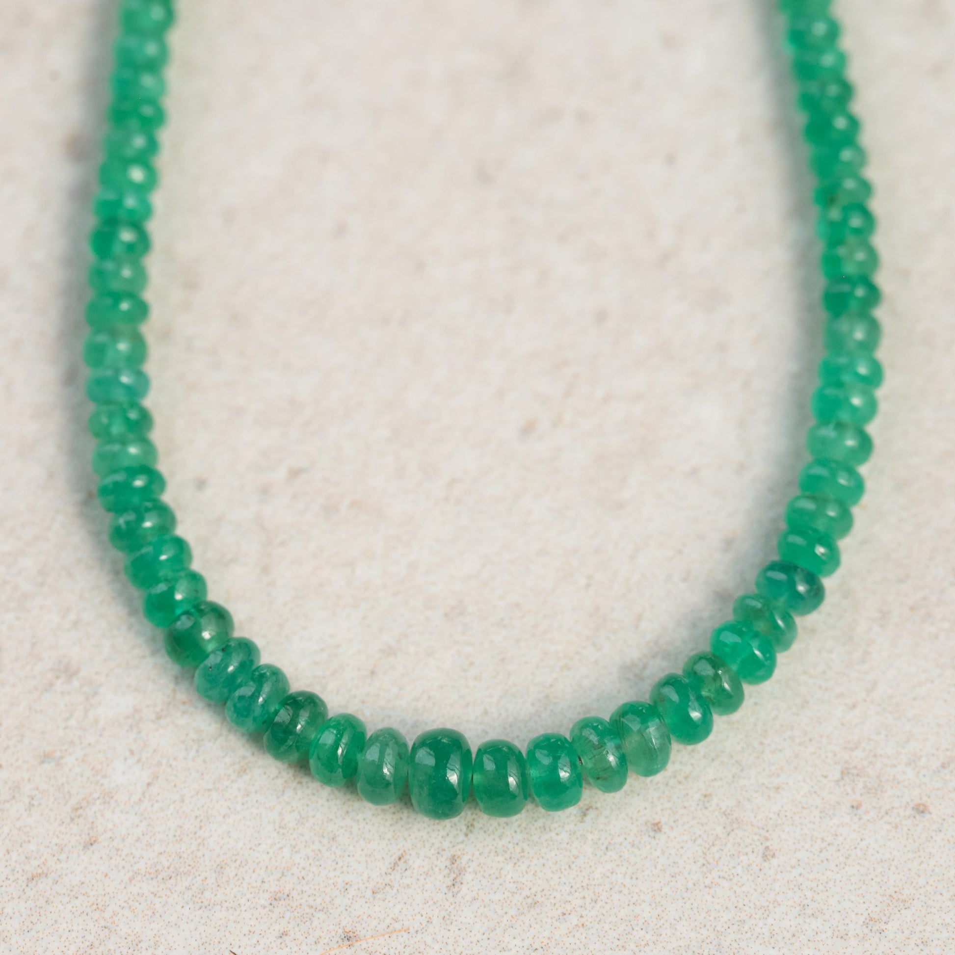 14K Zambian Emerald Necklace, Zambian emerald necklace | May birthstone necklace | smooth dainty Zambian emerald beaded