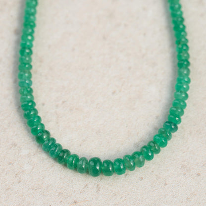14K Zambian Emerald Necklace, Zambian emerald necklace | May birthstone necklace | smooth dainty Zambian emerald beaded