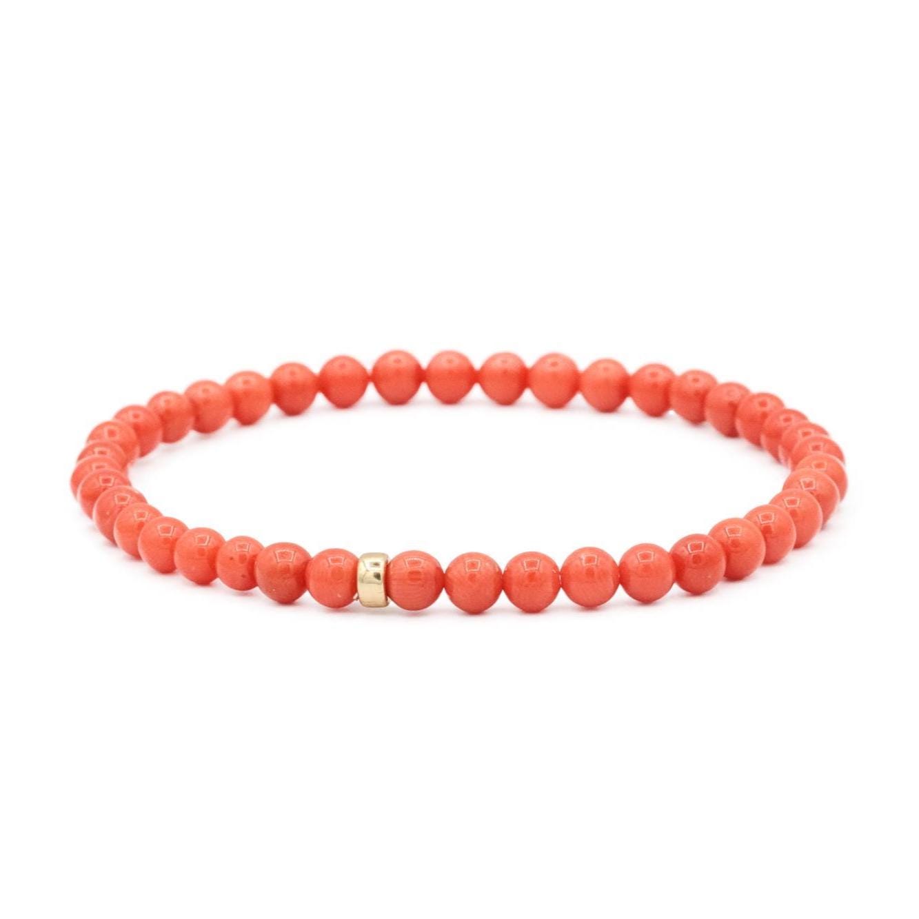 Authentic Italian Coral 4mm | Mediterranean Sea Red Coral 4mm | Genuine red coral 4mm | Beaded red coral bracelet | Natural Coral