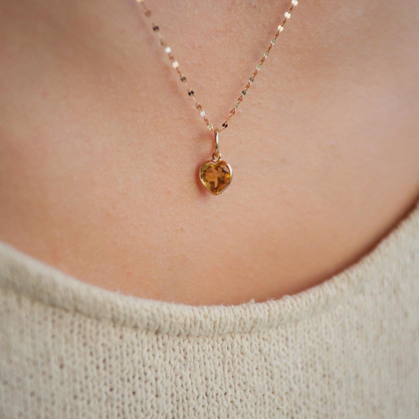 14K GOLD Citrine Pendant | gold Citrine necklace, Citrine heart Jewelry, Citrine heart pendant, genuine citrine necklace