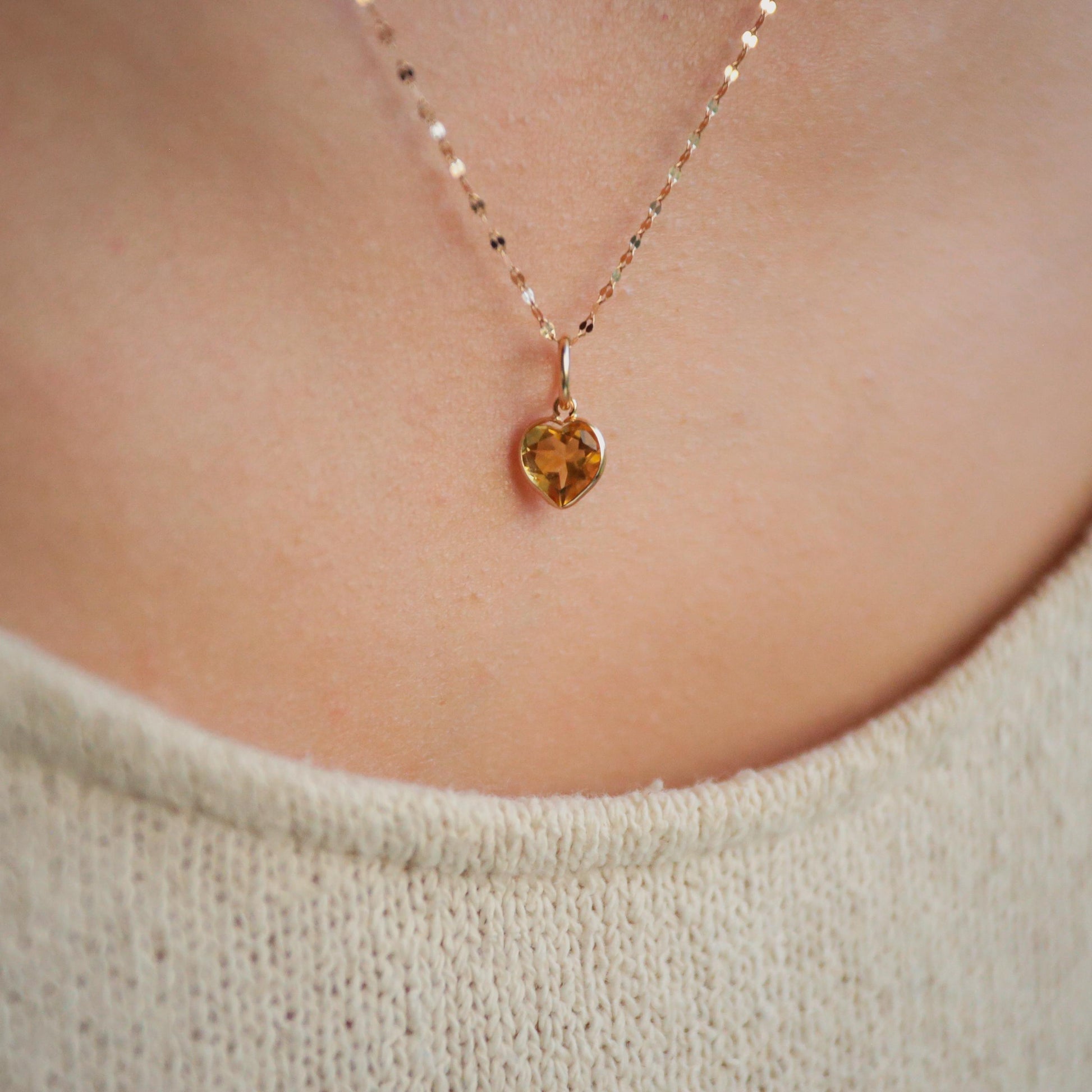 14K GOLD Citrine Pendant | gold Citrine necklace, Citrine heart Jewelry, Citrine heart pendant, genuine citrine necklace