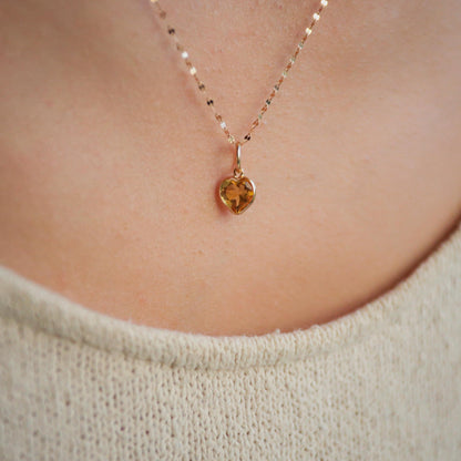 14K GOLD Citrine Pendant | gold Citrine necklace, Citrine heart Jewelry, Citrine heart pendant, genuine citrine necklace