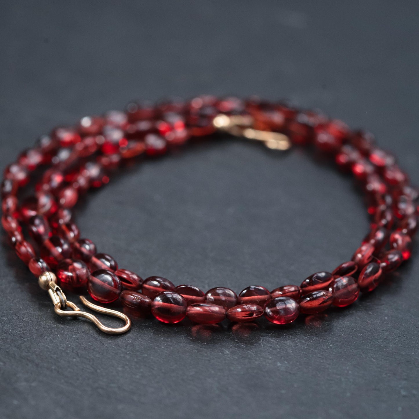 14K GOLD Garnet Beaded Necklace | AAAA+ genuine garnet beaded necklace | [ENGP1419] Smooth Red Garnet | gold garnet | Beaded garnet necklace