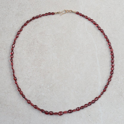 14K GOLD Garnet Beaded Necklace | AAAA+ genuine garnet beaded necklace | [ENGP1419] Smooth Red Garnet | gold garnet | Beaded garnet necklace