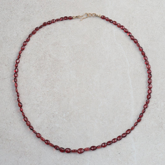 14K GOLD Garnet Beaded Necklace | AAAA+ genuine garnet beaded necklace | [ENGP1419] Smooth Red Garnet | gold garnet | Beaded garnet necklace