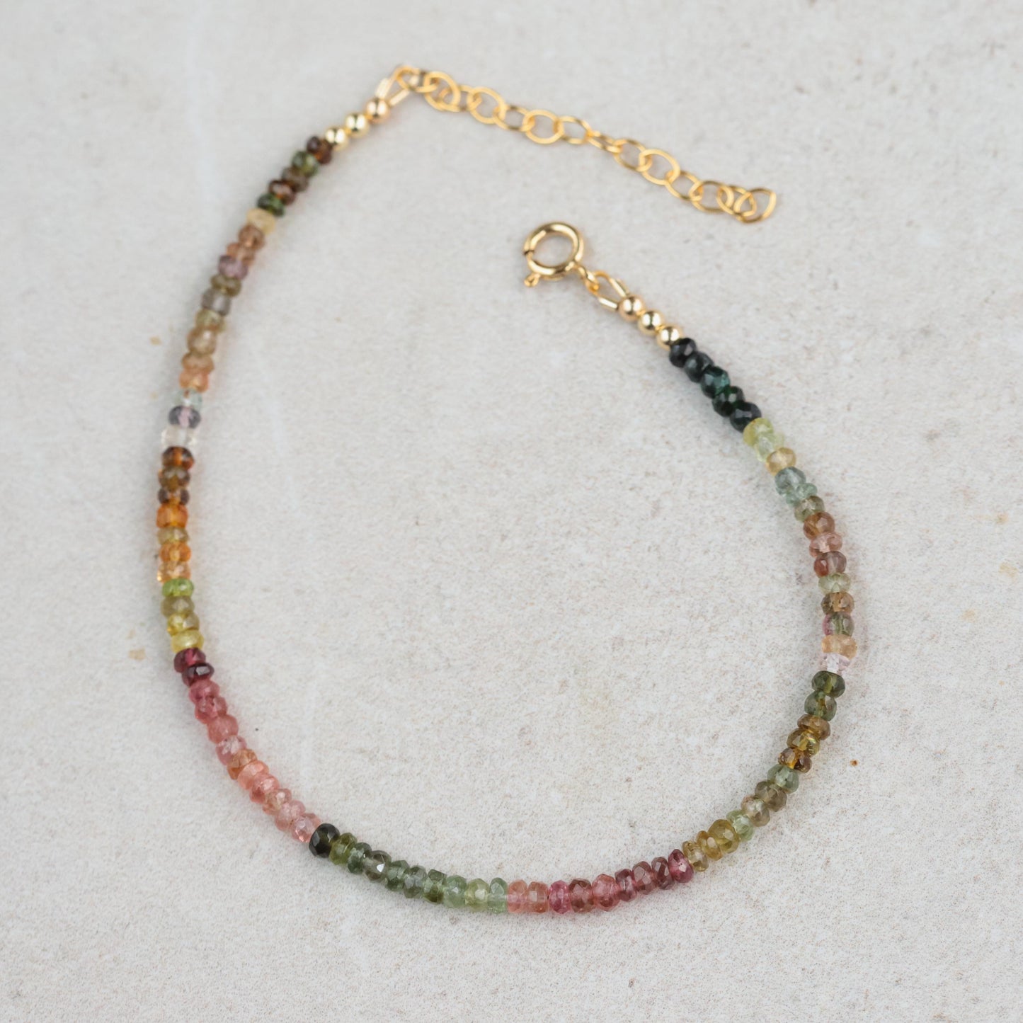 14K GOLD Mixed tourmaline anklet | Mixed tourmaline anklet | women's Mixed tourmaline ankle bracelet | gemstone anklet | Mixed tourmaline