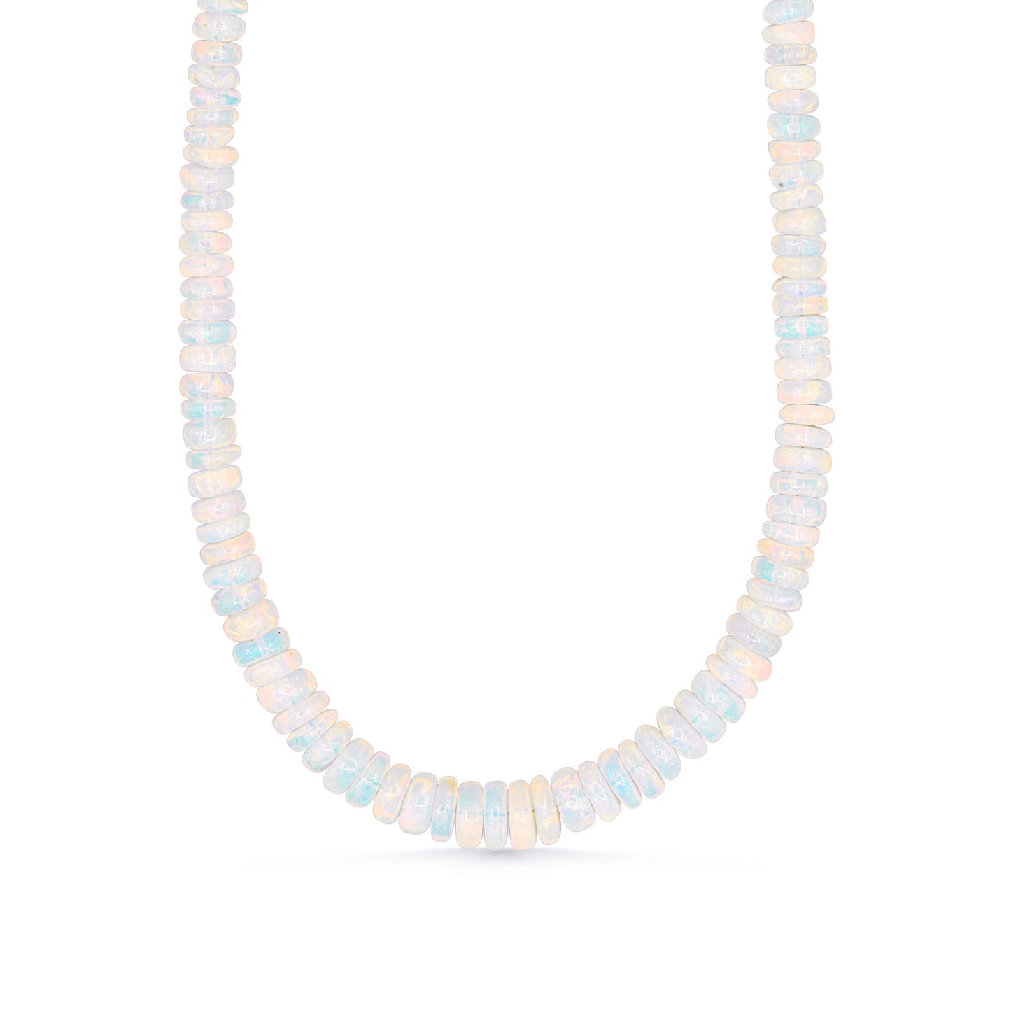 14K GOLD Ethiopian Opal Beaded Necklace | AAA+ Welo Opal Rondelle Necklace | October Birthstone | Genuine Ethiopian Opal | gradient rondel