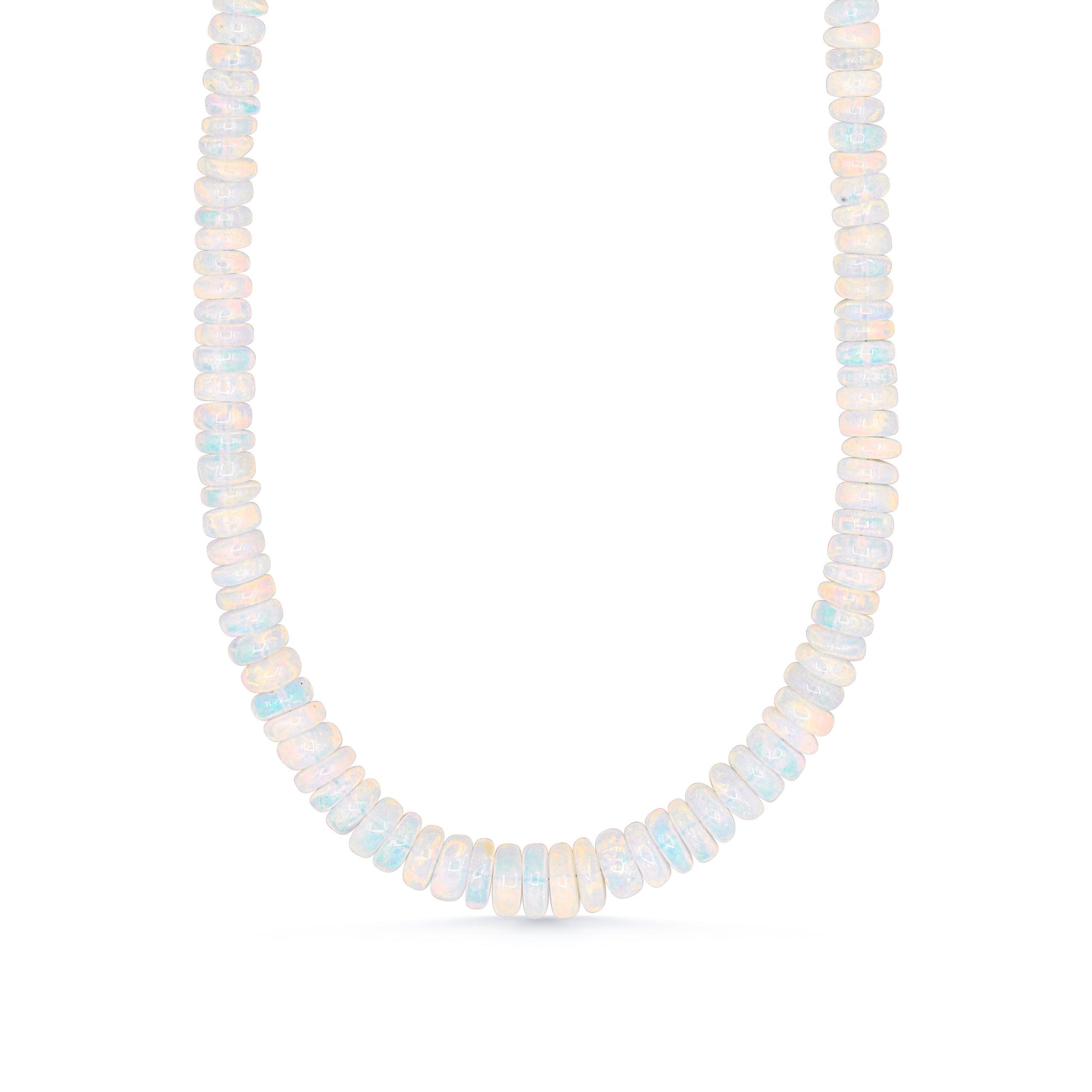 14K GOLD Ethiopian Opal Beaded Necklace | AAA+ Welo Opal Rondelle Necklace | October Birthstone | Genuine Ethiopian Opal | gradient rondel