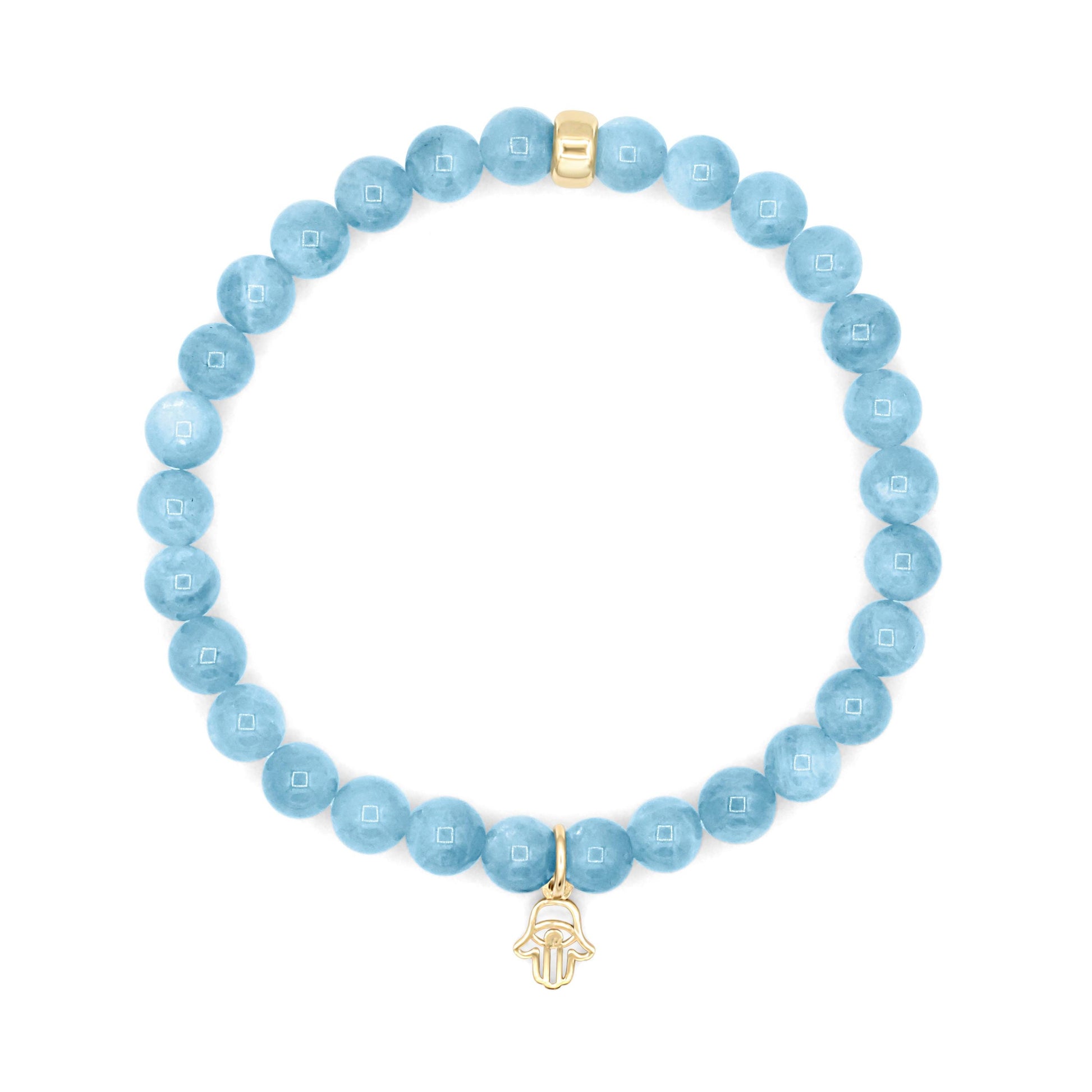 14K GOLD Aquamarine bracelet 6mm | March birthstone [EBAM1100] | AAA Aquamarine bracelet | Genuine beaded aquamarine bracelet | aquamarine