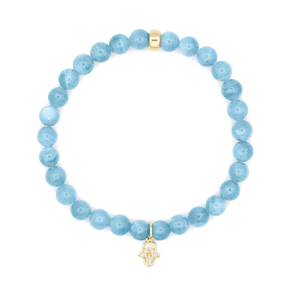 14K GOLD Aquamarine bracelet 6mm | March birthstone [EBAM1100] | AAA Aquamarine bracelet | Genuine beaded aquamarine bracelet | aquamarine