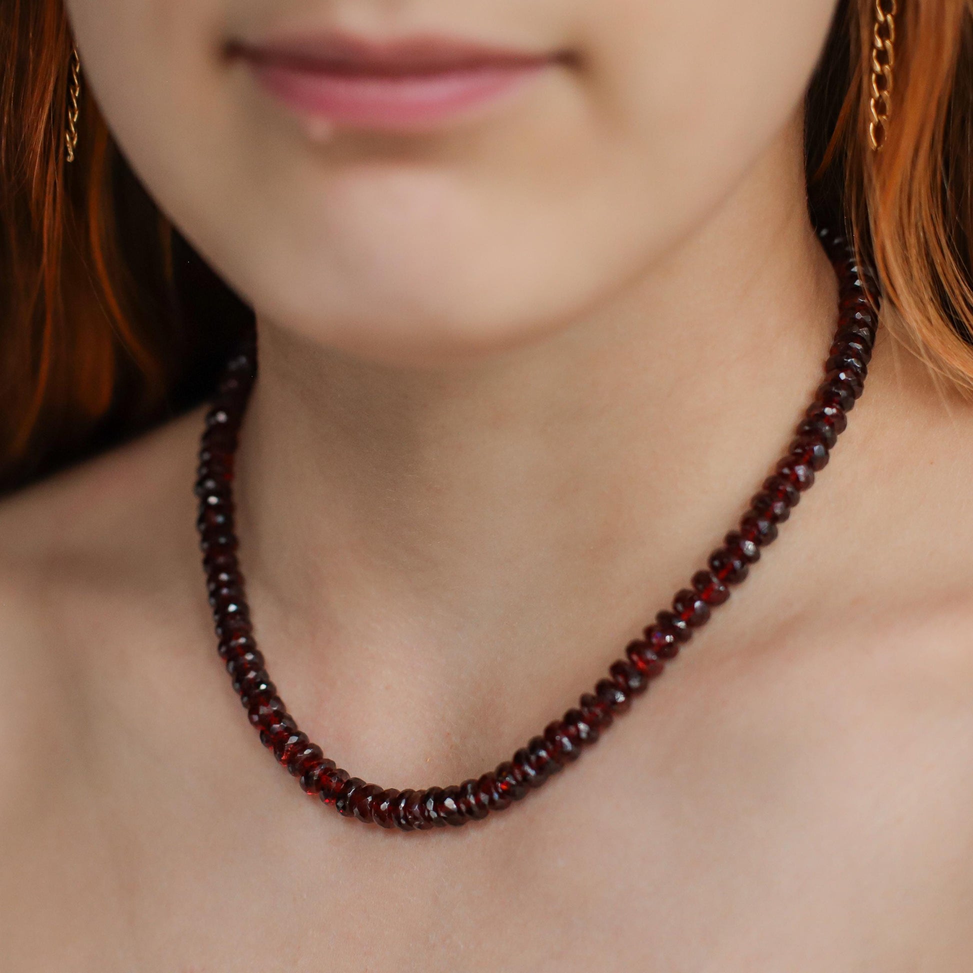 AAAA+ Garnet Beaded Necklace | AAAA+ genuine garnet beaded necklace | Smooth Red Garnet | gold garnet | Beaded garnet necklace