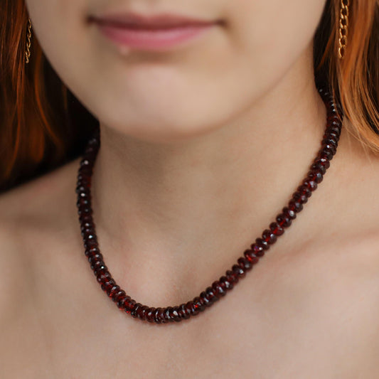 AAAA+ Garnet Beaded Necklace | AAAA+ genuine garnet beaded necklace | Smooth Red Garnet | gold garnet | Beaded garnet necklace
