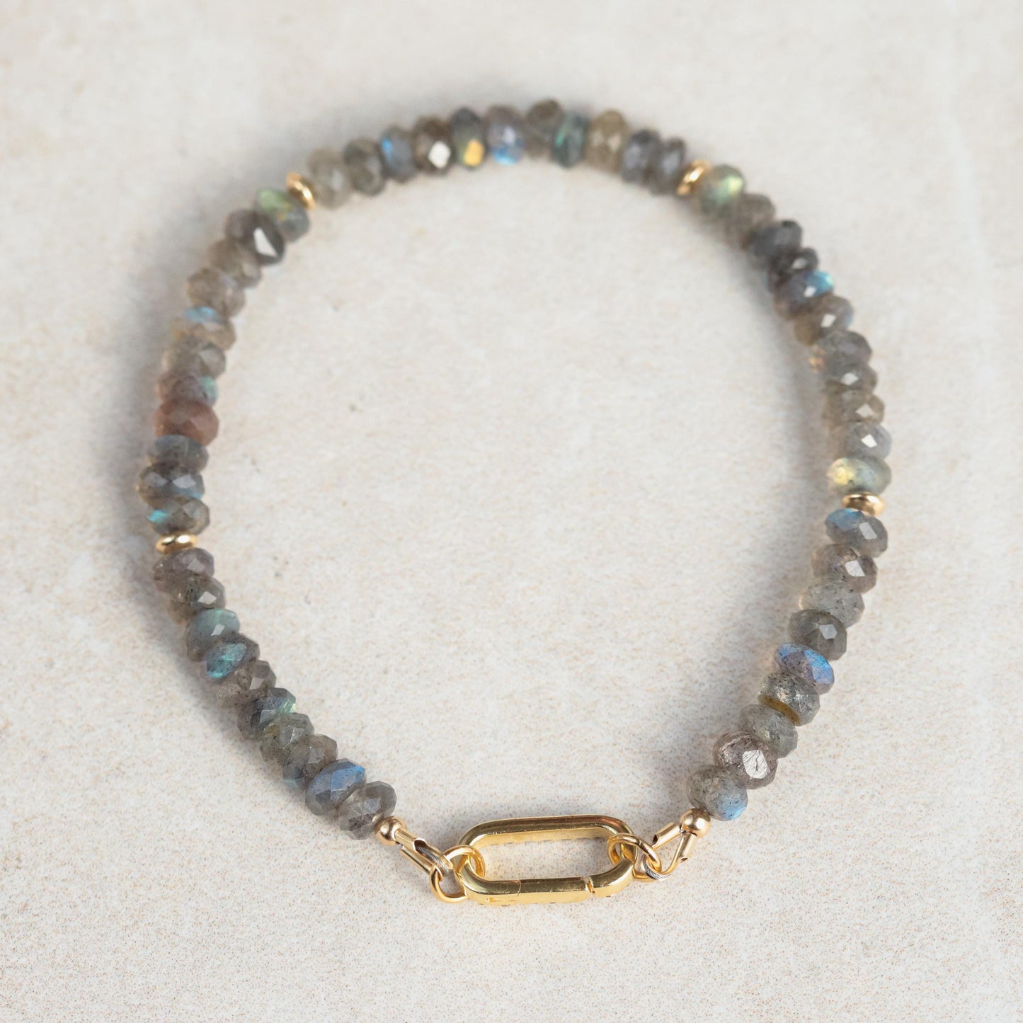 Labradorite Carabiner Bracelet | Women's Labradorite Bracelet | AAA+ Labradorite | Blue Flash Labradorite bracelet | labradorite beaded