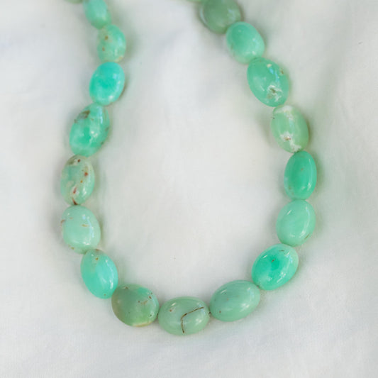 14K GOLD Smooth Nugget Chrysoprase beaded necklace | [ENCM2048]happy Chrysoprase jewelry | green gemstone beaded necklace | AAA chrysoprase