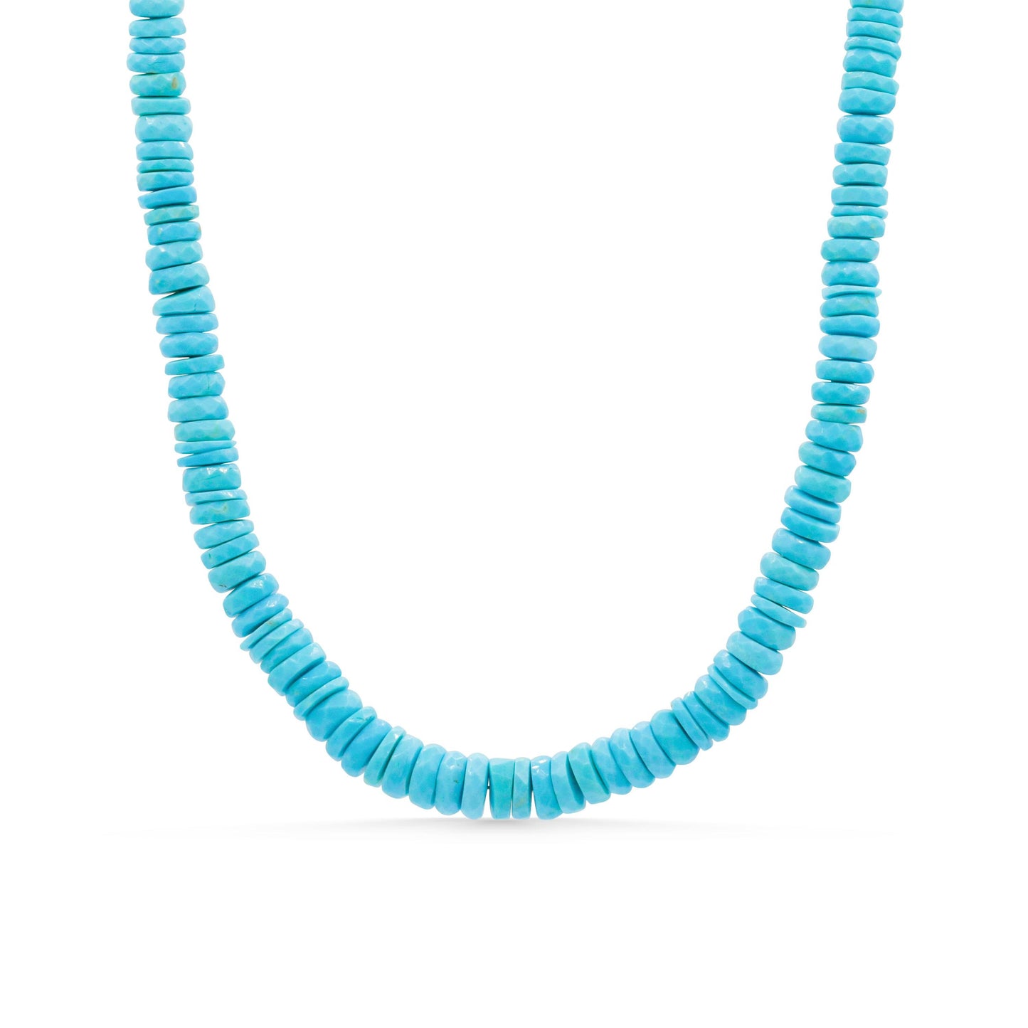 14K SOLID GOLD aaaa+ Arizona Turquoise Necklace, Authentic Beaded Turquoise Jewelry, Beaded, Blue, December Birthstone | Genuine turquoise