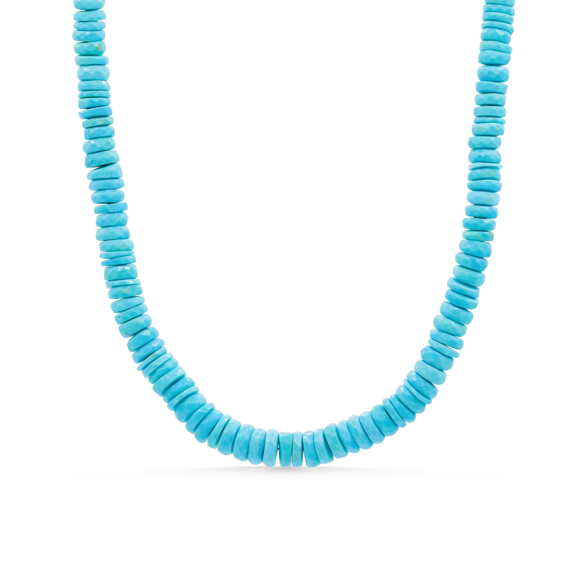 14K SOLID GOLD aaaa+ Arizona Turquoise Necklace, Authentic Beaded Turquoise Jewelry, Beaded, Blue, December Birthstone | Genuine turquoise