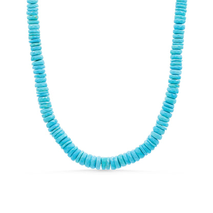 14K SOLID GOLD aaaa+ Arizona Turquoise Necklace, Authentic Beaded Turquoise Jewelry, Beaded, Blue, December Birthstone | Genuine turquoise