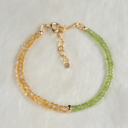 Citrine + Peridot bracelet | faceted highest quality peridot bracelet | 100% genuine peridot | natural peridot beaded bracelet