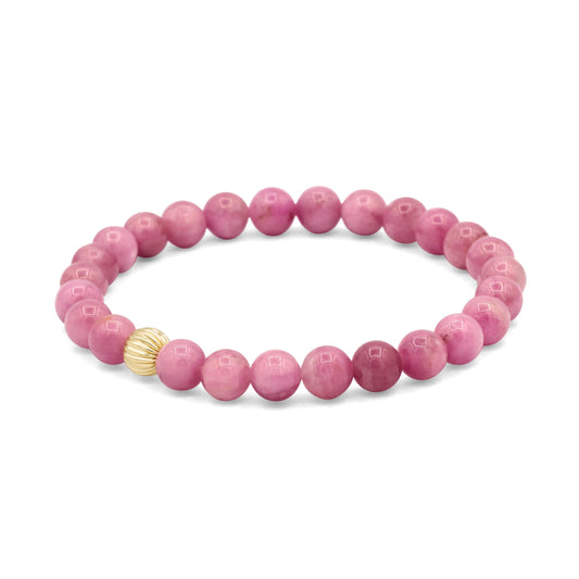 14K GOLD Rare pink Tourmaline Bracelet | Pink tourmaline beaded bracelet 6mm | Pink Tourmaline Jewelry | Tourmaline Bracelet