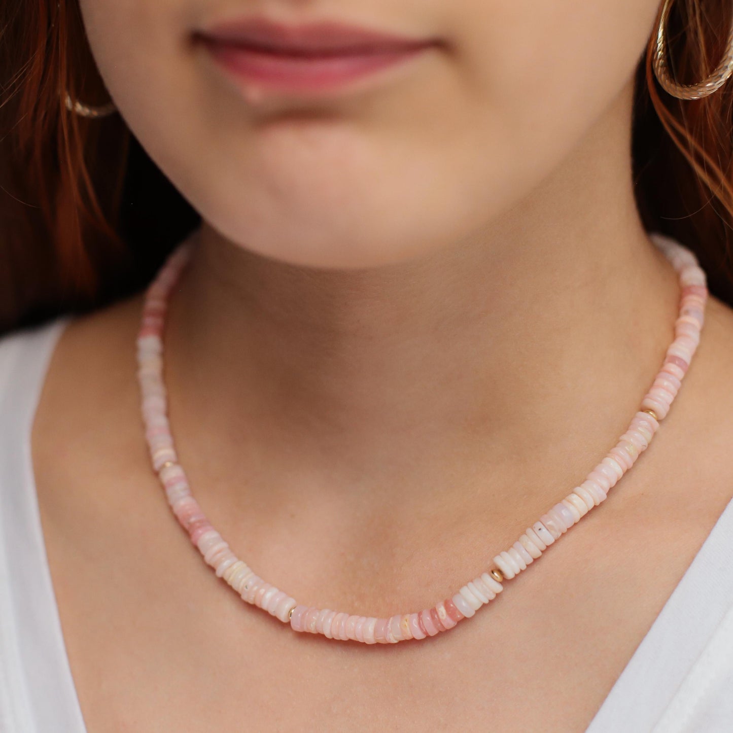 Pink Opal necklace | large pink opal beaded necklace, pink opal choker, pink opal jewelry, October Birthstone, pink gemstone