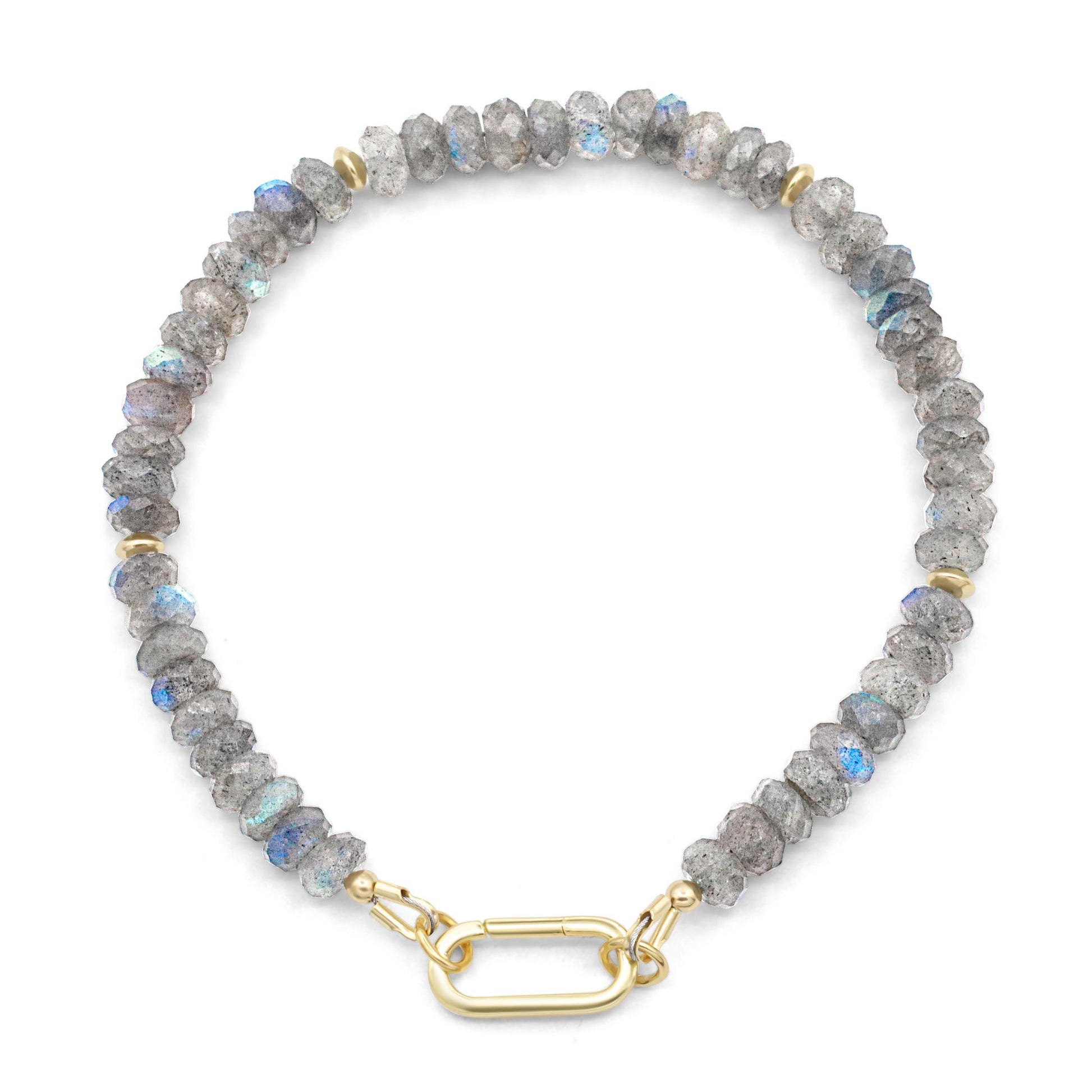 Labradorite Carabiner Bracelet | Women's Labradorite Bracelet | AAA+ Labradorite | Blue Flash Labradorite bracelet | labradorite beaded