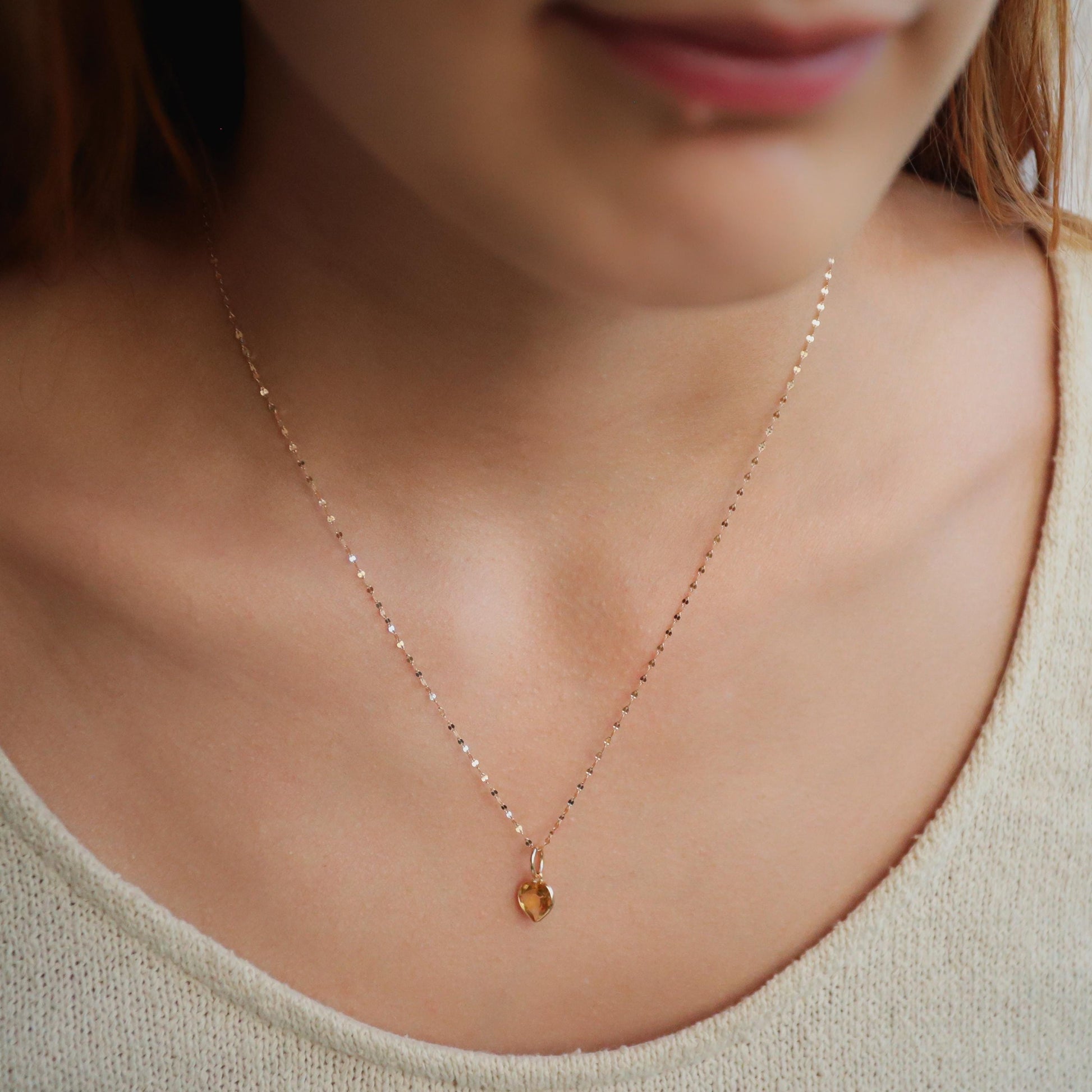 14K GOLD Citrine Pendant | gold Citrine necklace, Citrine heart Jewelry, Citrine heart pendant, genuine citrine necklace