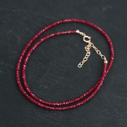 SOLID GOLD Longido Ruby necklace | Beaded pink ruby Longido Ruby necklace | Ruby necklace Longido Ruby | July birthstone necklace | ruby