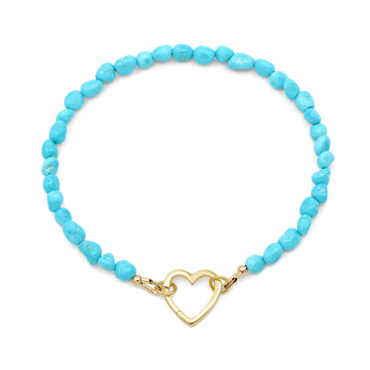Sleeping beauty Turquoise Heart Bracelet, All Natural Sleeping Beauty Turquoise Bracelet, Sleeping Beauty Turquoise Jewelry, December