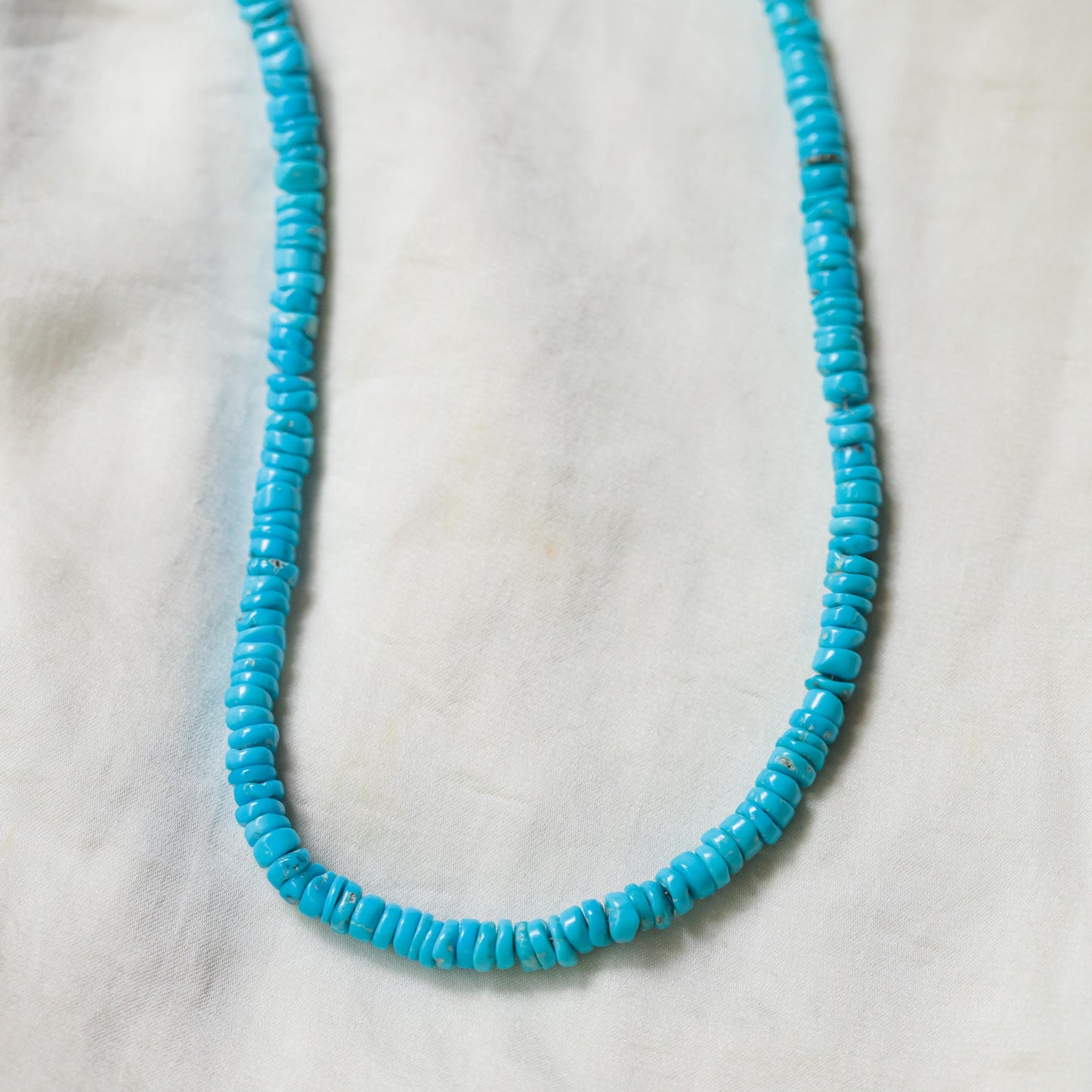 Sleeping Beauty Heishi Necklace - 14K