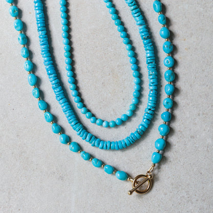 Sleeping Beauty Heishi Necklace - 14K